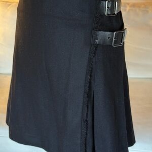 Burberry Asymmetrical Black Skirt with Buckle Accents